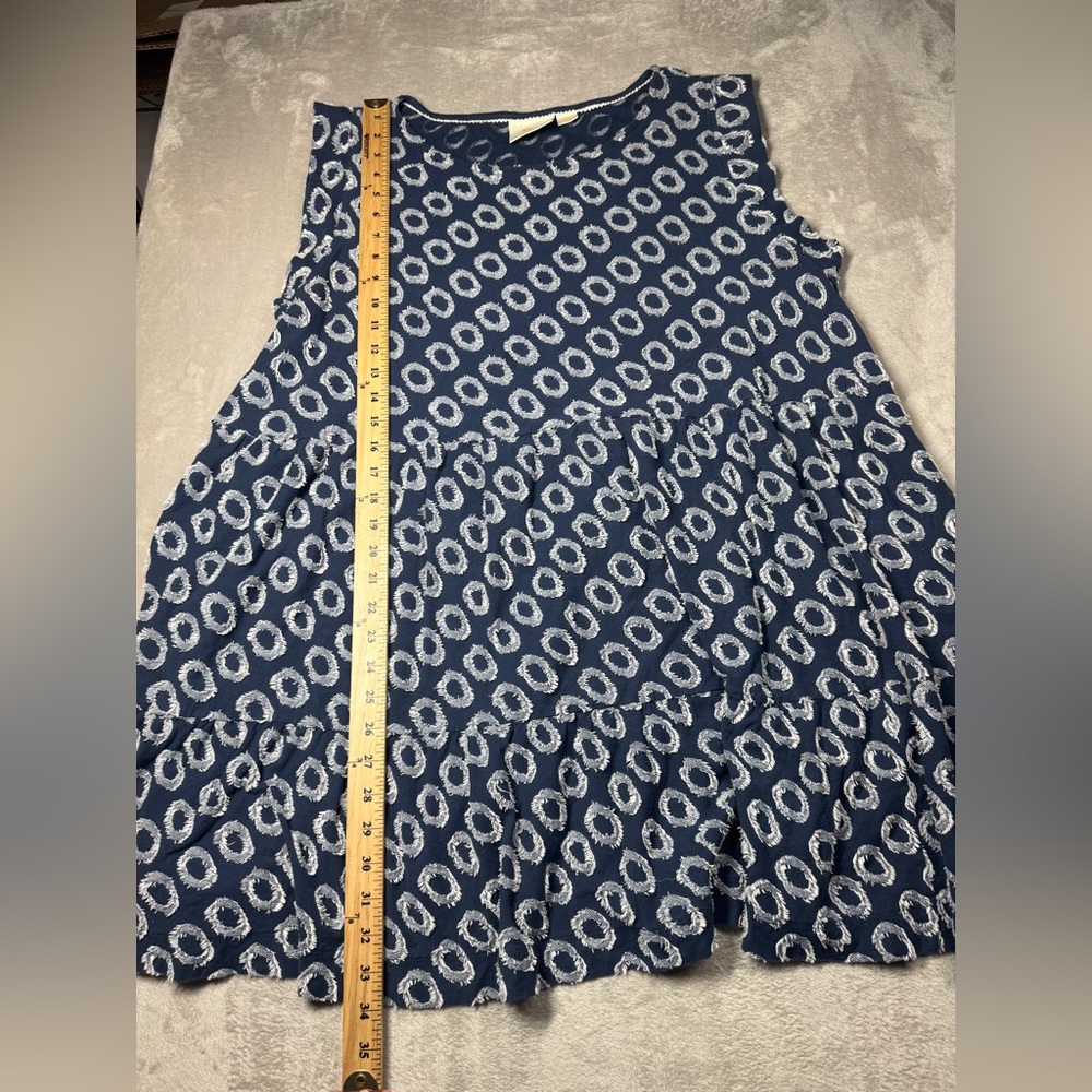 Anthropologie Maeve Lisanne Textured Polka Dot Navy Blue White Tunic Dress XL - Picture 10 of 16